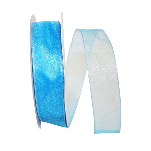 Reliant Ribbon Sheer Lovely Value Wired Edge Ribbon Turquoise 1.5 in. x 50 yards 99908W-913-09K